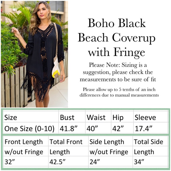 Bohemian Black Beach Bikini Coverup with Fringe - Picture 16 of 16